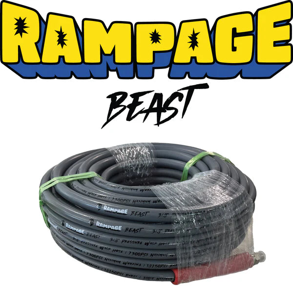 RAMP208-50: RAMPAGE BEAST 50' Smooth Gray 1/2" Double Wire 6200 PSI High Pressure Hose